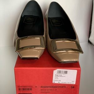 Roger Vivier Belle Vivier Ballet Flats, Beige, Size 38, Like New